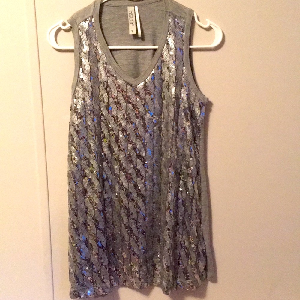 Kische Silver Gray Sequined Tank Top Size Small - Picture 6 of 8